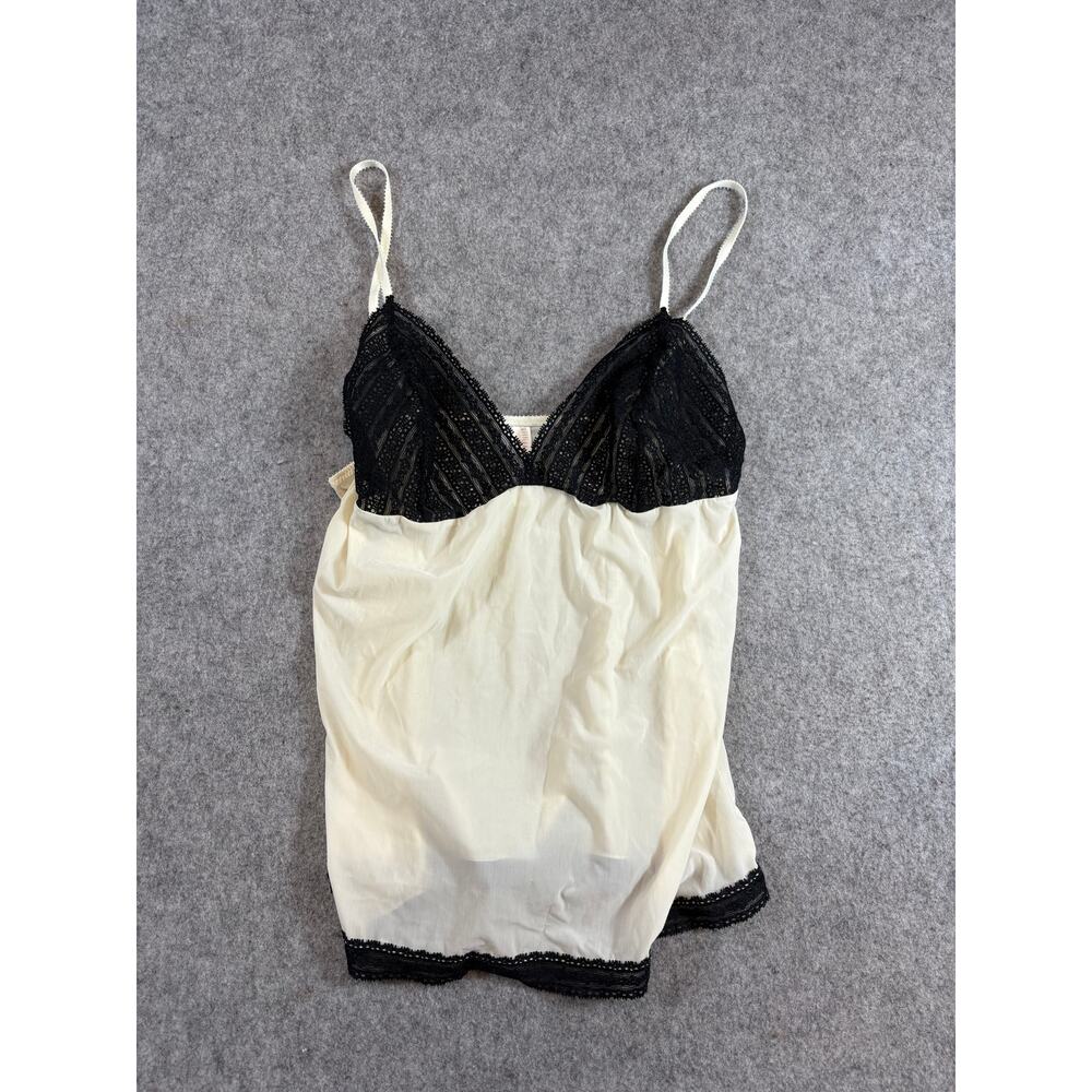 Gilligan O Malley Cami Top Womens L Cream Sheer Lace Lingerie Camisole Coquette